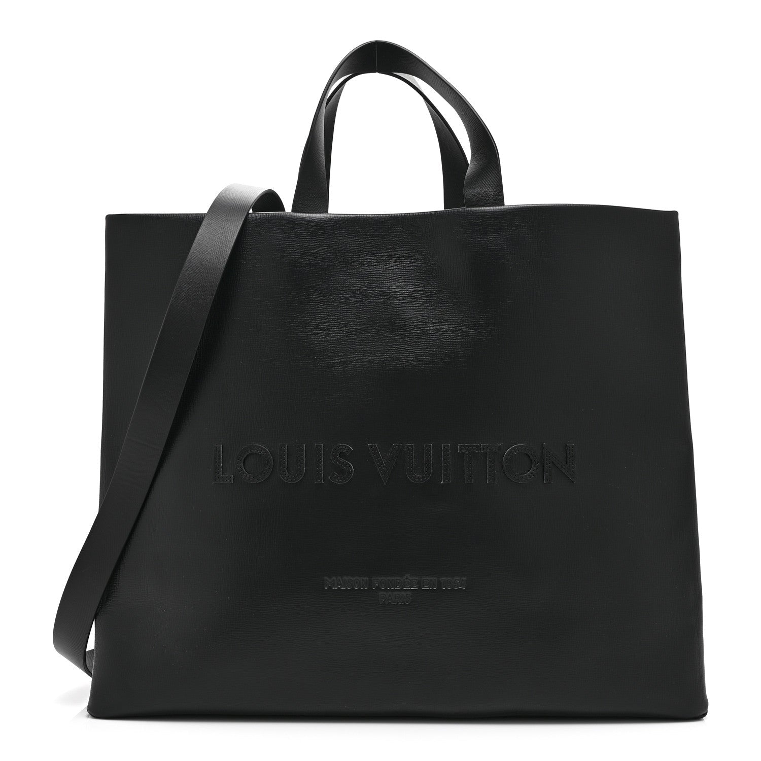 Louis Vuitton Calfskin Shopper Tote MM Black