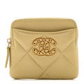 Lambskin Quilted Chanel 19 Zip Card Holder Wallet Light Green