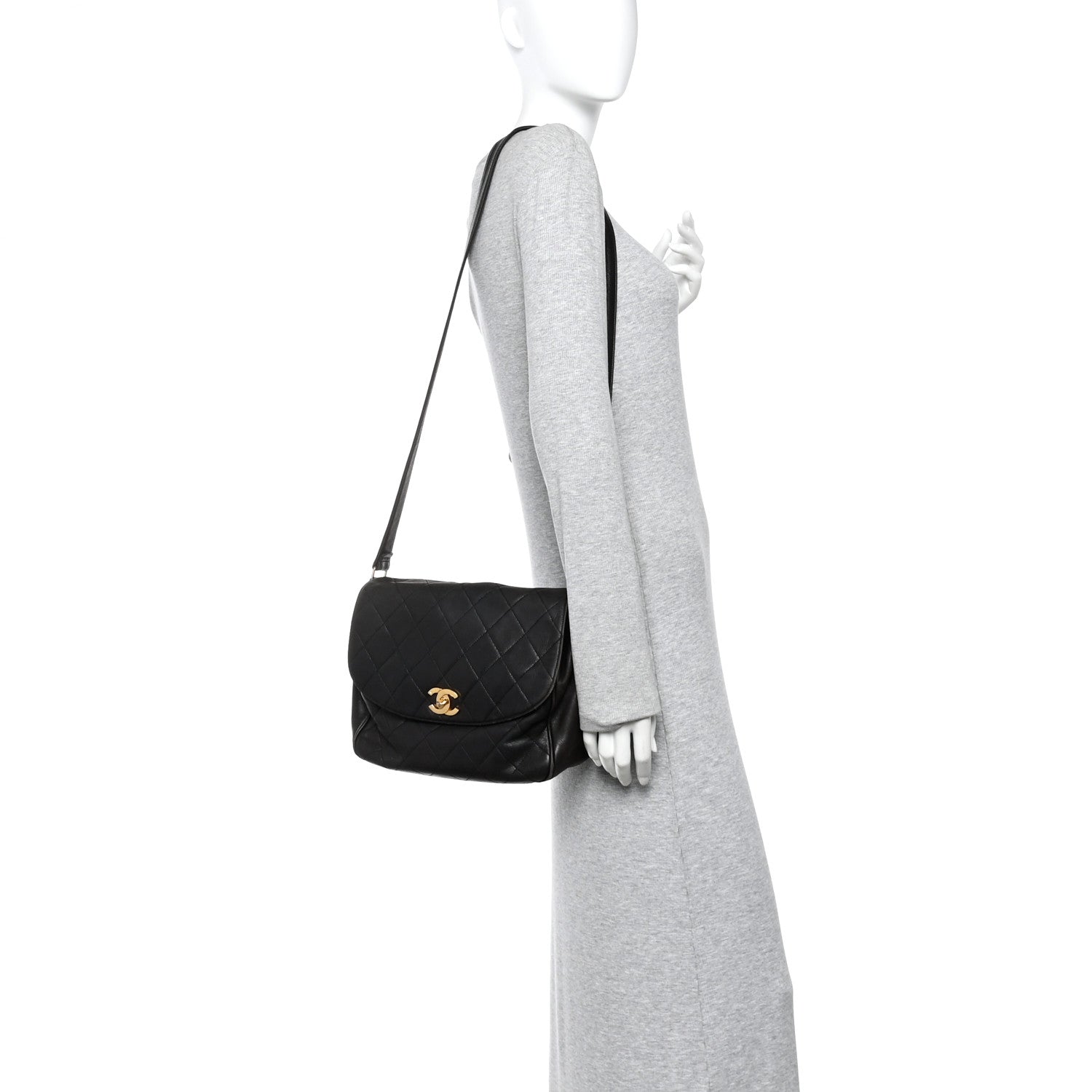 Chanel Lambskin Quilted Flap Shoulder Bag Black