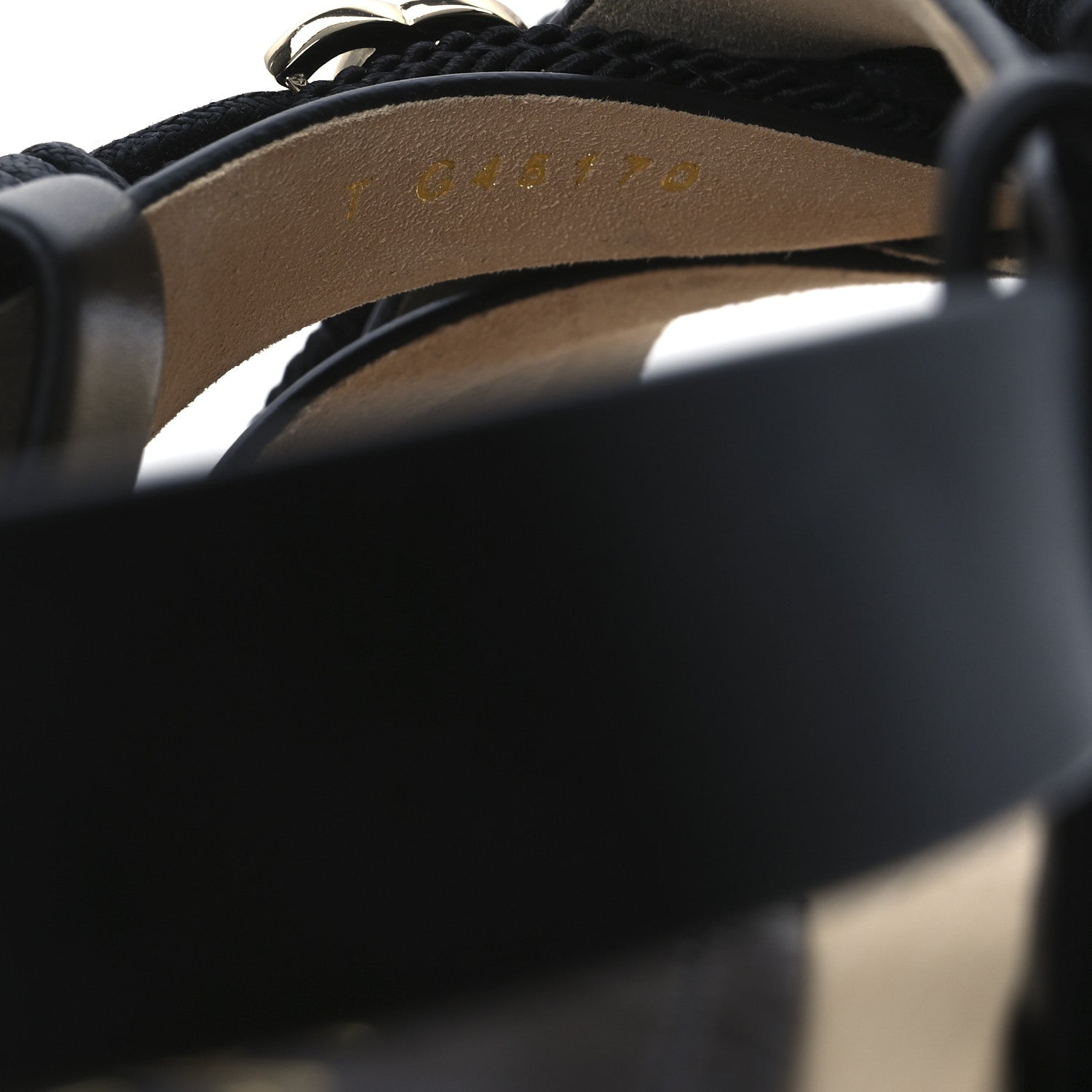 Calfskin Cord Pearl CC Sandals 38 Black