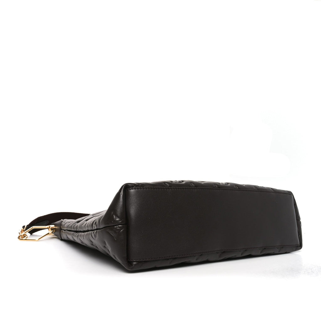 Louis Vuitton Calfskin Embossed Monogram Coussin Hobo MM Chocolate