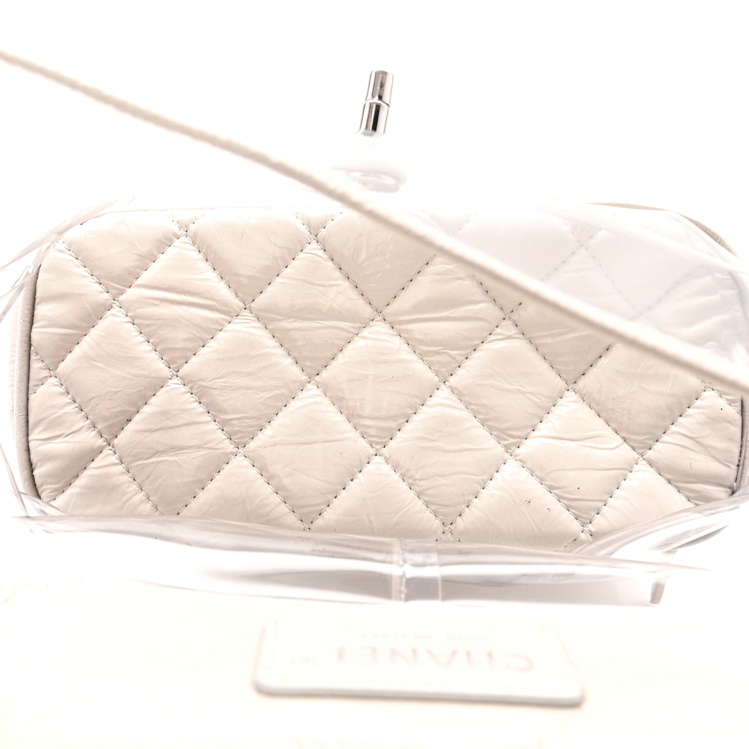 Chanel Crumpled Calfskin PVC Quilted Flap White