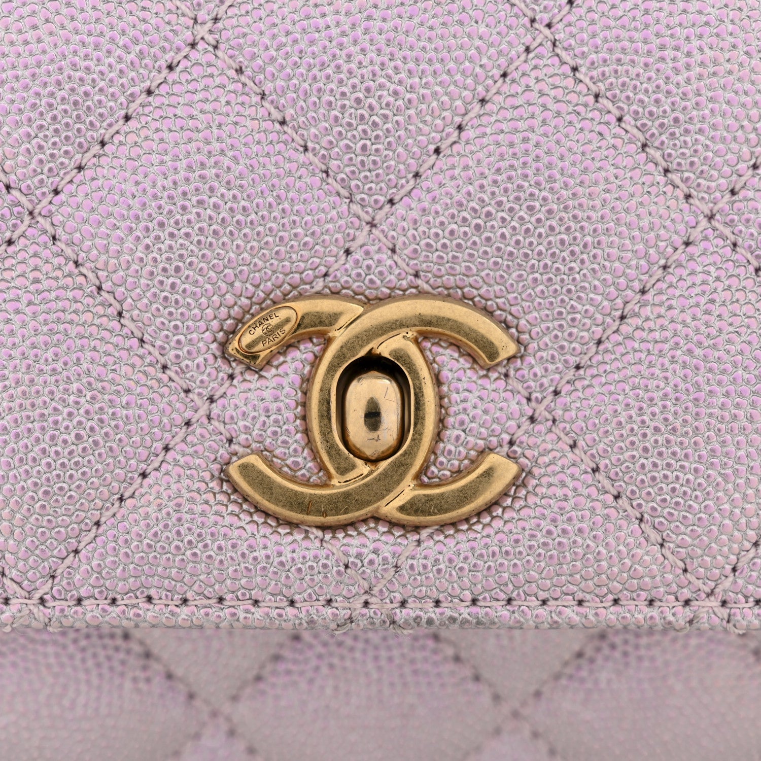 Chanel Metallic Caviar Quilted Mini Coco Handle Flap Light Pink
