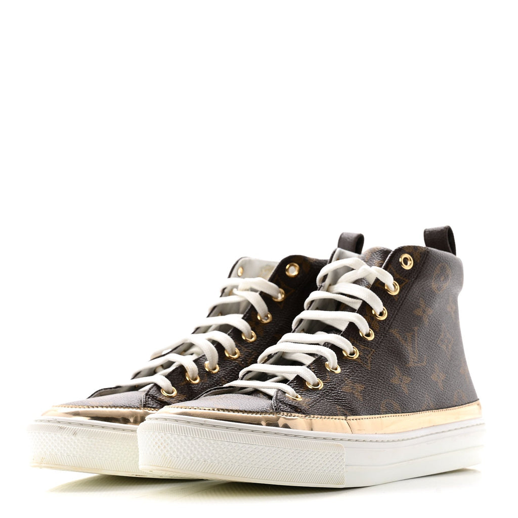 Louis Vuitton Patent Monogram Stellar Sneaker Boots 38.5 Gold