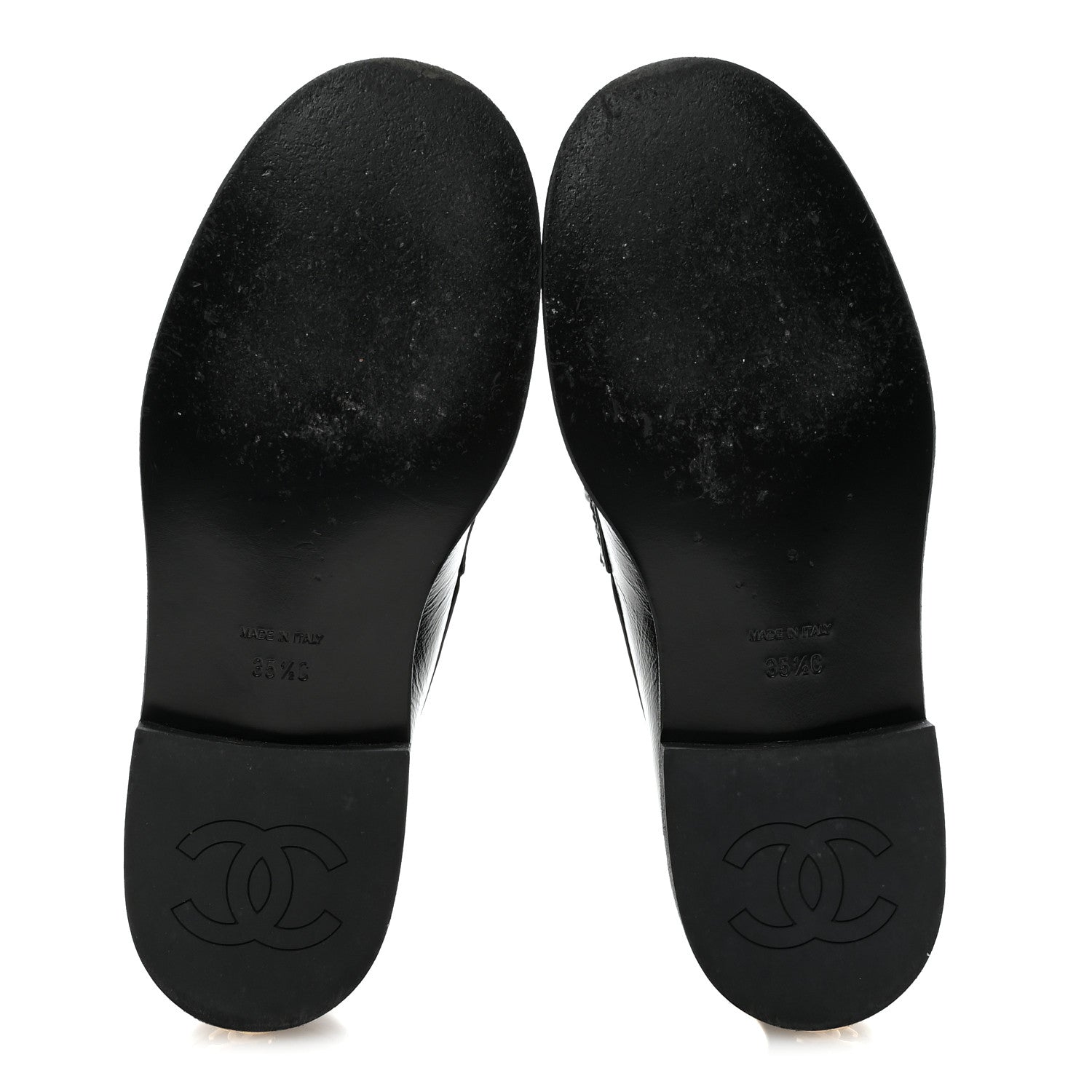 Calfskin Enamel Charms Mocassin Loafers 35.5 Black