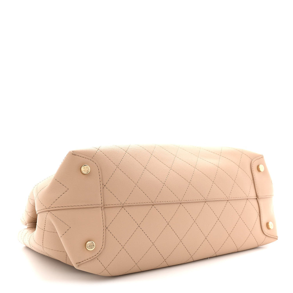 Chanel Calfskin Large Serial Shopper Tote Beige