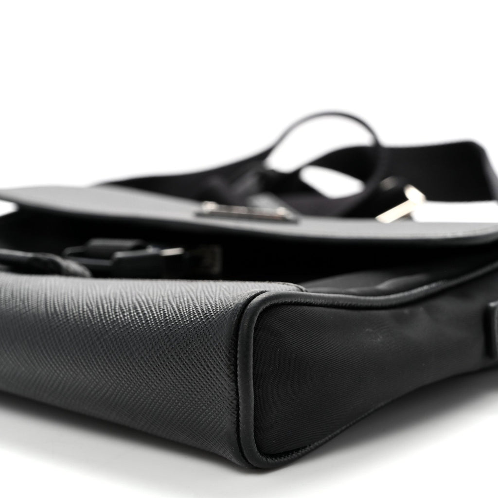 Prada Re-Nylon Saffiano Triangle Shoulder Bag Black