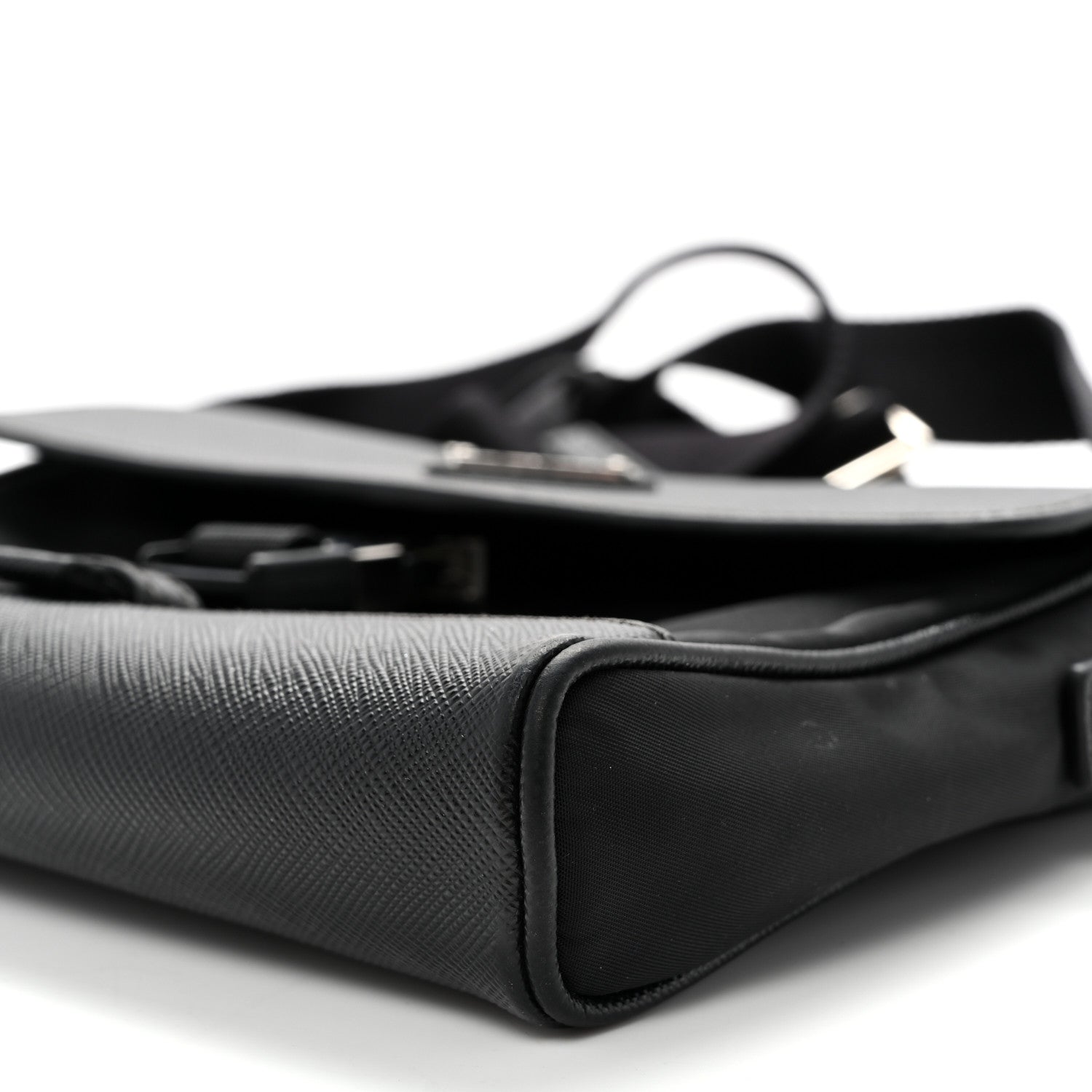 Prada Re-Nylon Saffiano Triangle Shoulder Bag Black