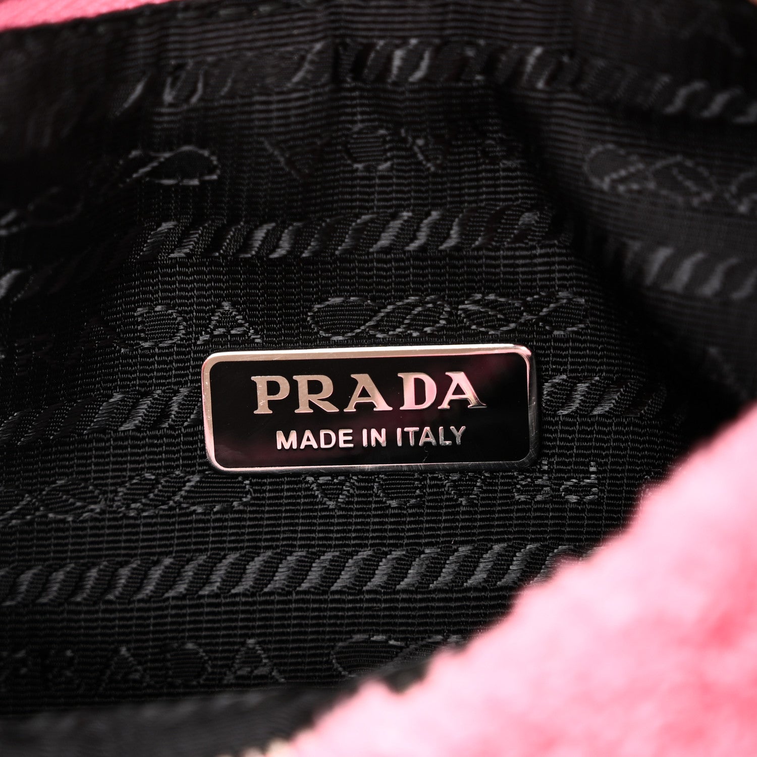 Prada Terry Cloth Mini Re-Edition 2000 Bag Petalo Black