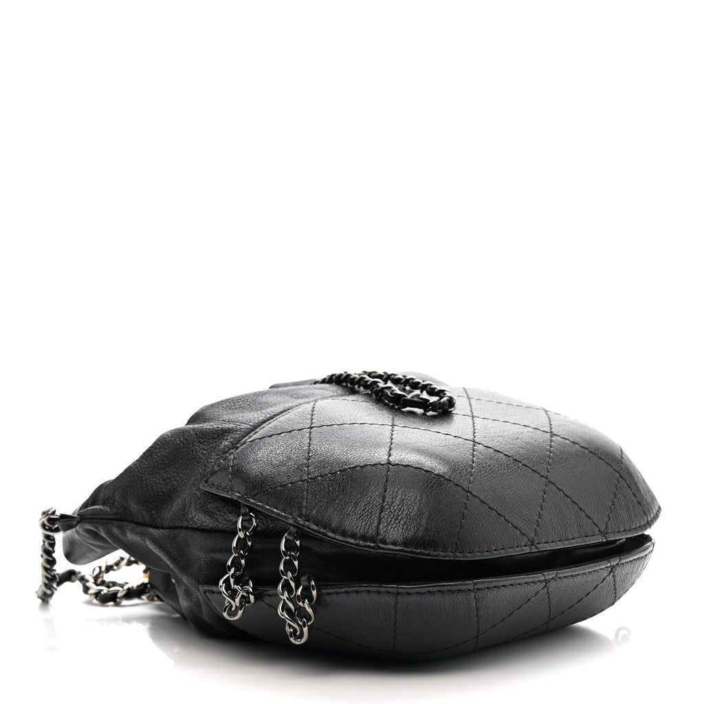 Chanel Calfskin Quilted Small Gabrielle Bucket Black