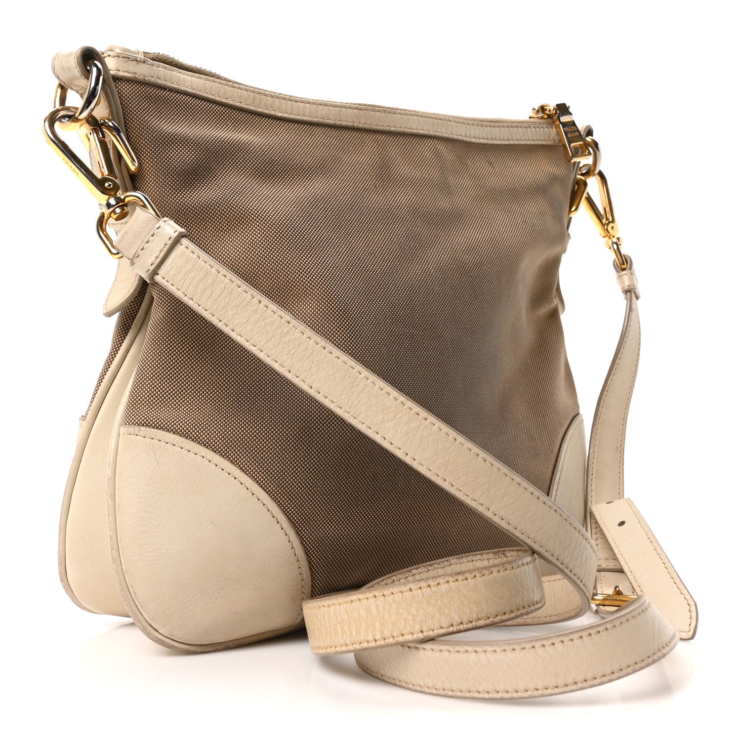 Prada Jacquard Logo Shoulder Bag Corda Cera