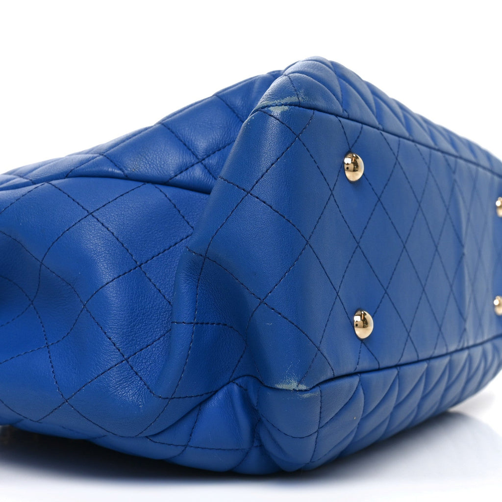 Chanel Calfskin Quilted Large CC Shopping Tote Blue