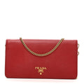 Prada Saffiano Metal Oro Mini Bag Fuoco