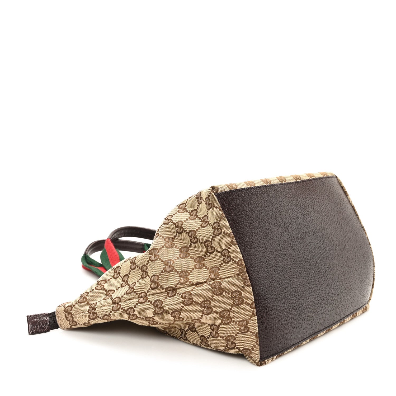 Gucci GG Monogram Medium Web Handle Bucket Tote Dark Brown