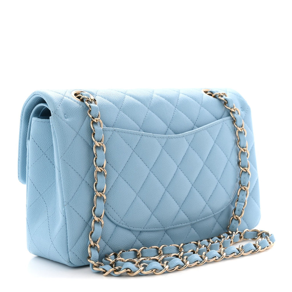 Chanel Caviar Quilted Small Double Flap Light Blue