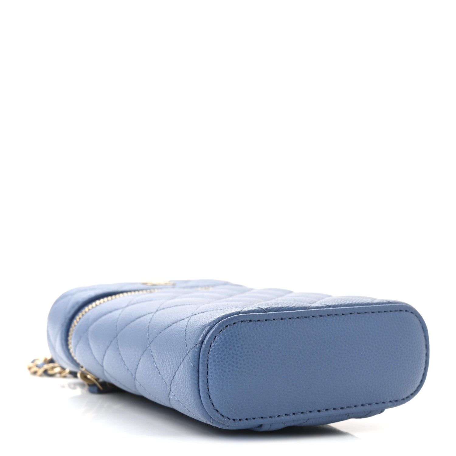 Chanel Caviar Quilted Phone Holder With Chain Blue