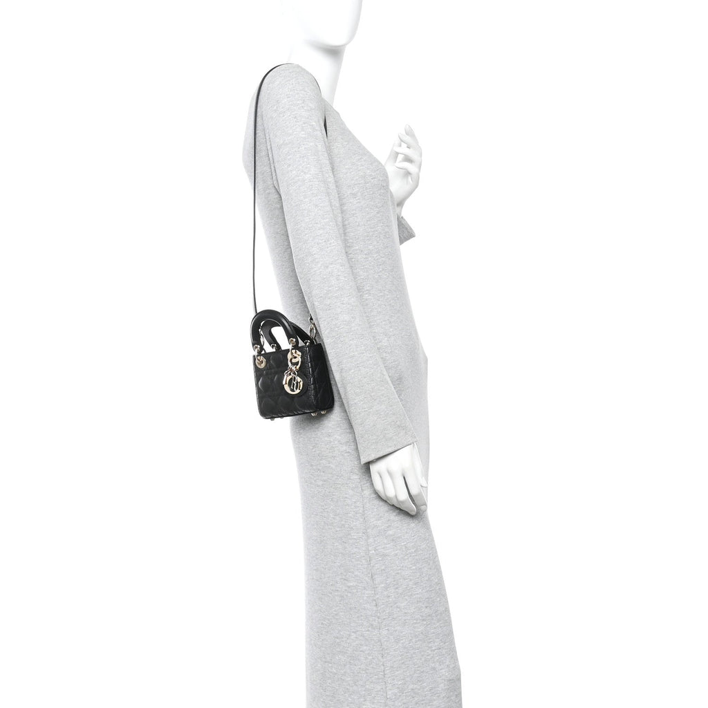 Christian Dior Lambskin Cannage Micro Lady Dior Black