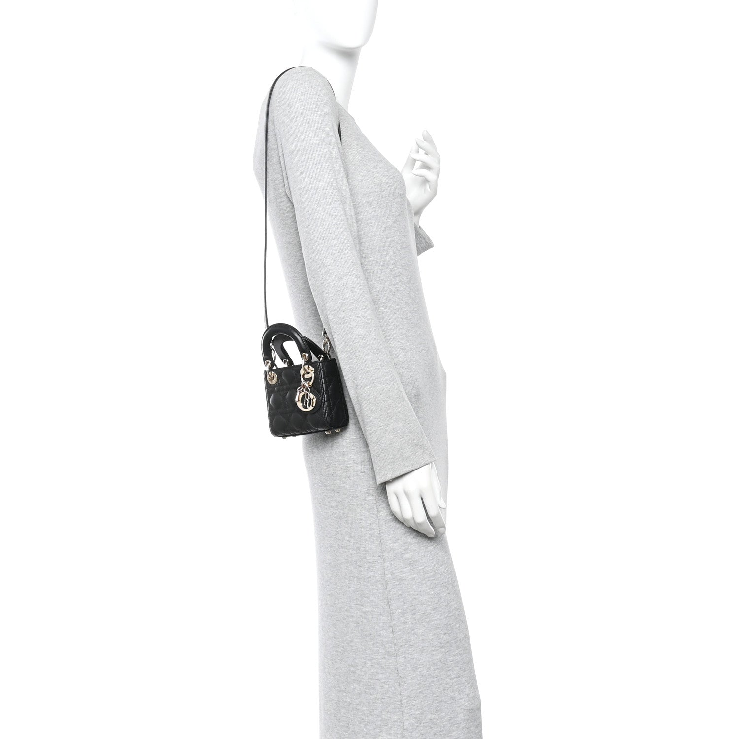 Christian Dior Lambskin Cannage Micro Lady Dior Black