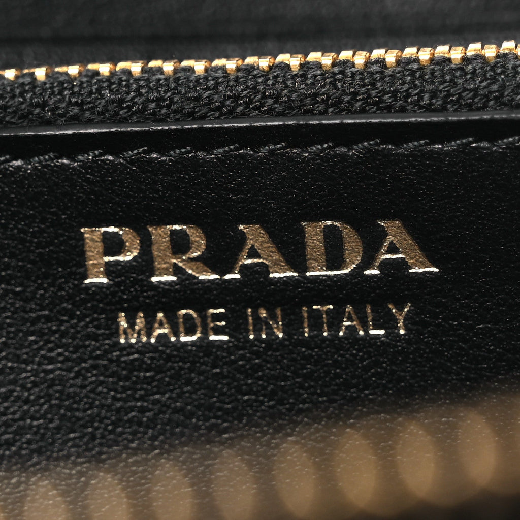 Prada Tessuto Nylon Quilted Zip Around Wallet Black