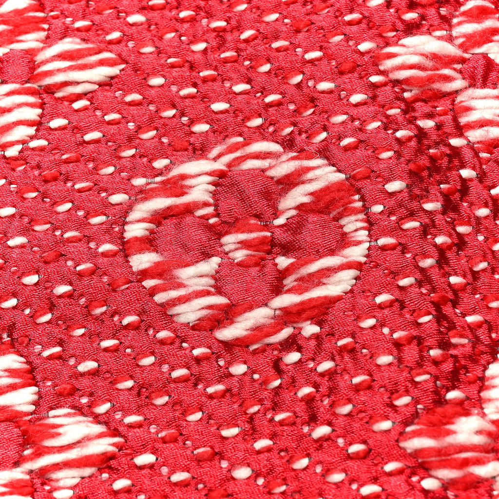 Louis Vuitton Wool Silk Logomania Mix Scarf Coquelicot