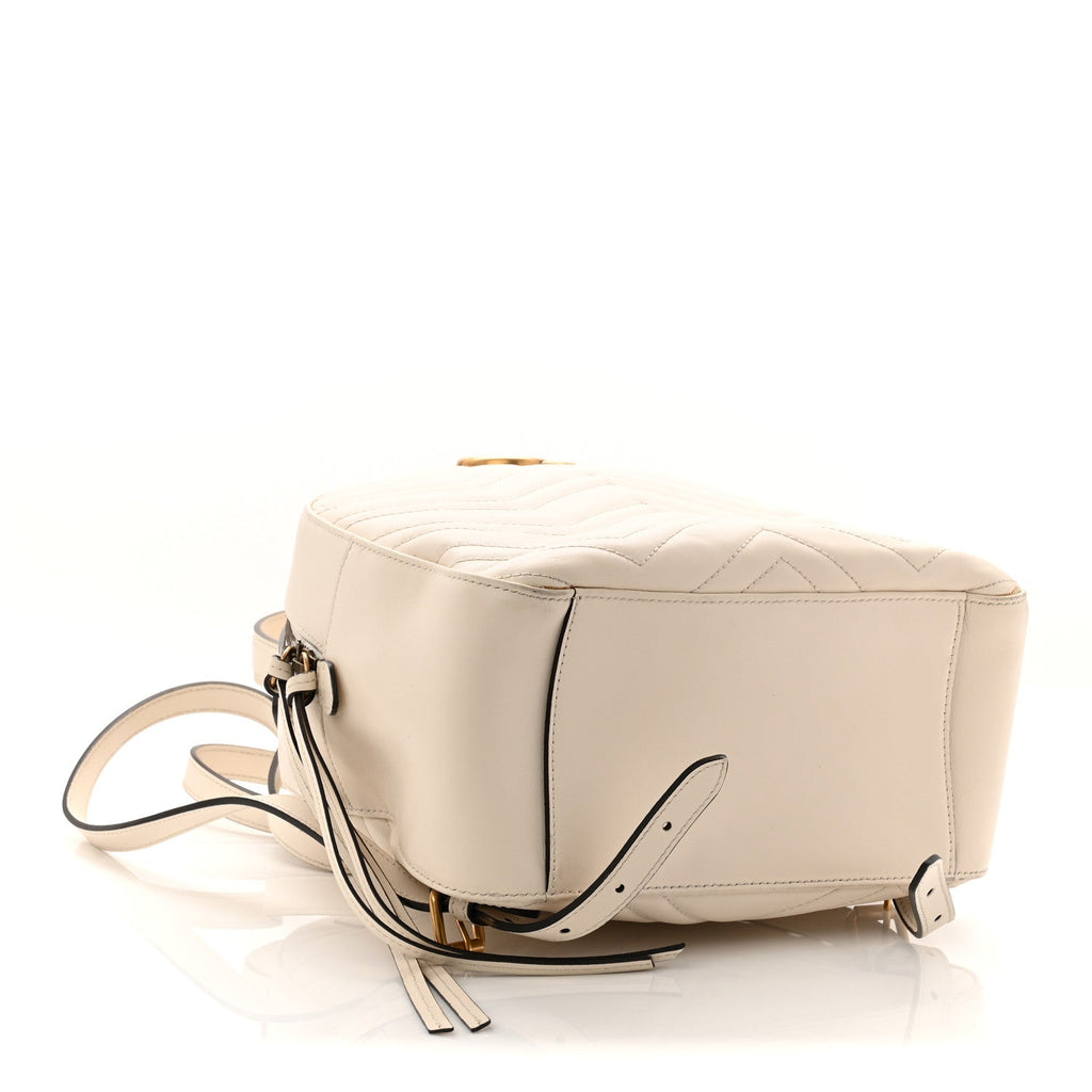 Gucci Calfskin Matelasse GG Marmont Dome Backpack White