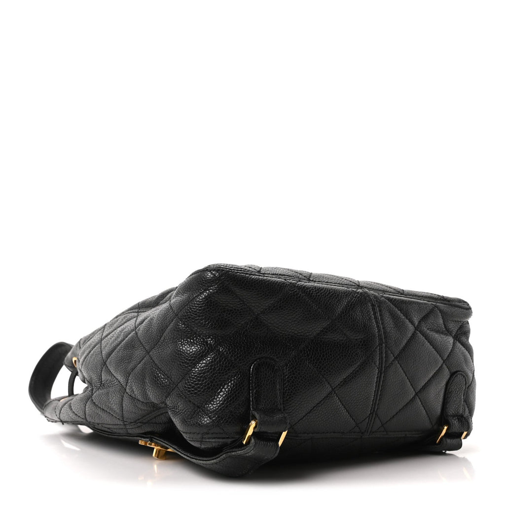 Chanel Caviar Quilted Drawstring Backpack Black