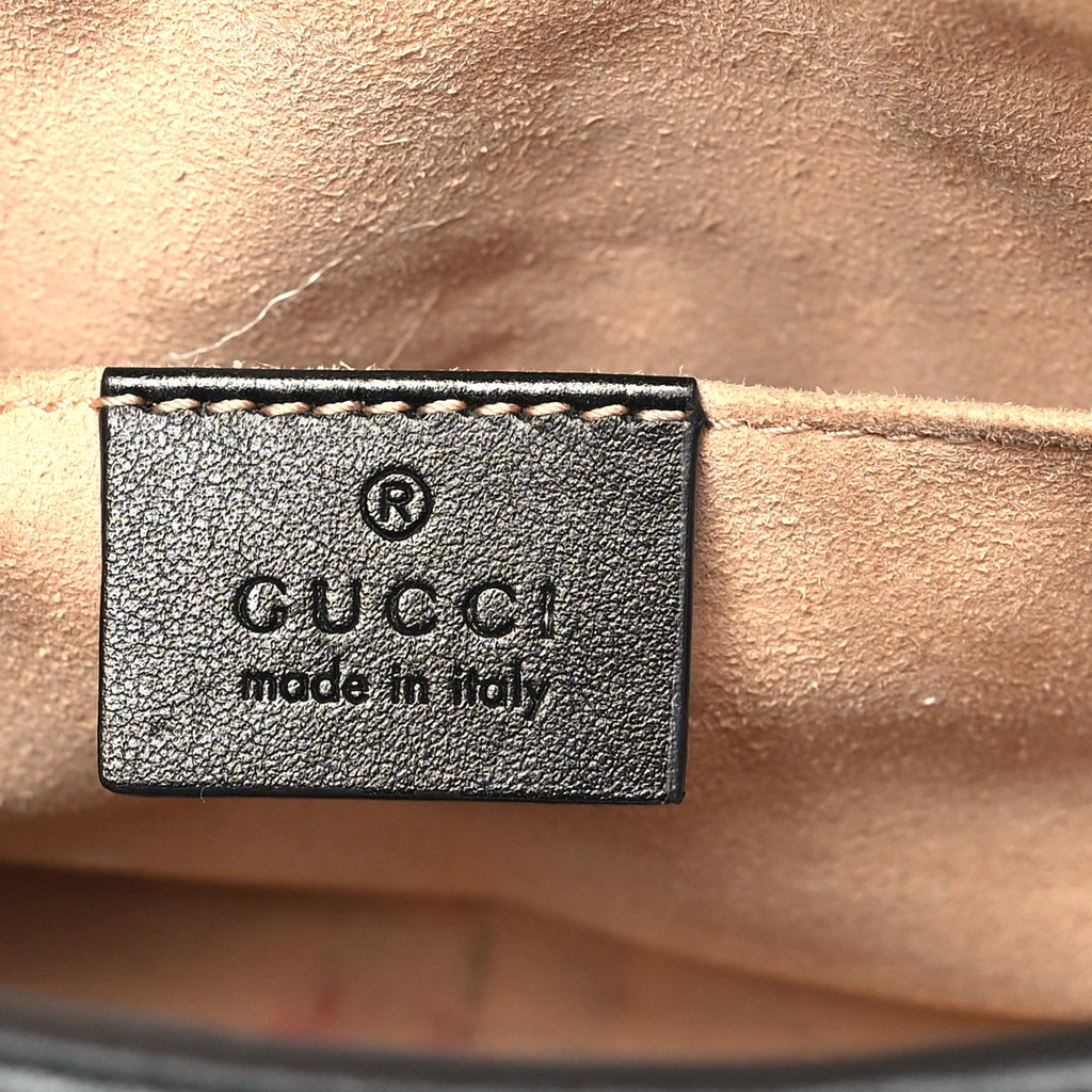 Gucci Calfskin Matelasse Mini GG Marmont Chain Shoulder Bag Black