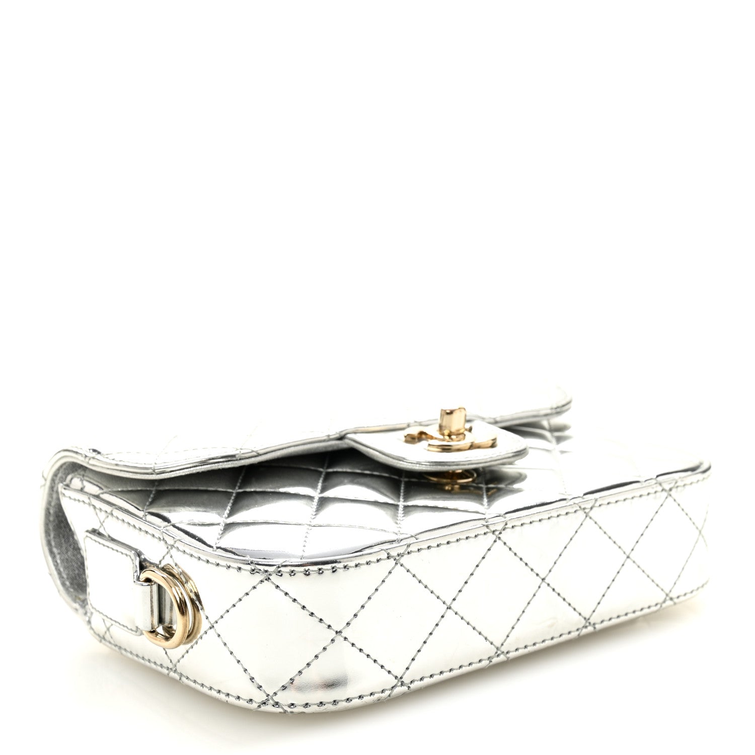 Chanel Mirror Calfskin Metallic Calfskin Quilted Hollywood Boulevard Mini Flap With Star Coin Purse Silver