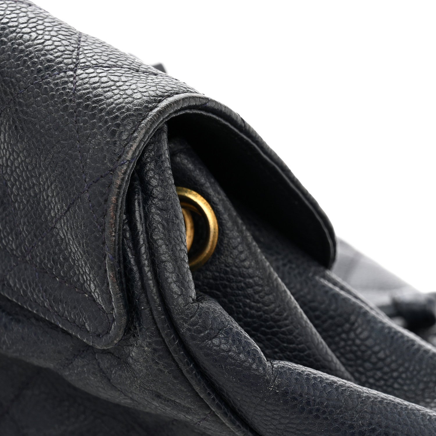 Chanel Caviar Quilted CC Drawstring Backpack Navy