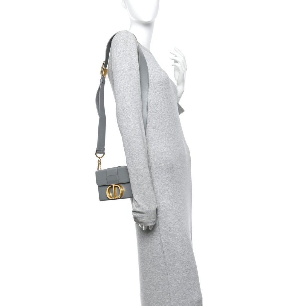 Christian Dior Box Calfskin 30 Montaigne Box Bag Gray