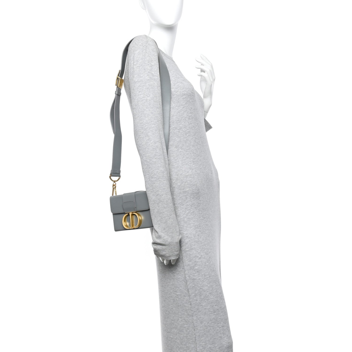 Christian Dior Box Calfskin 30 Montaigne Box Bag Gray