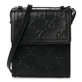 Gucci Calfskin GG Tennis Embossed Messenger Bag Black