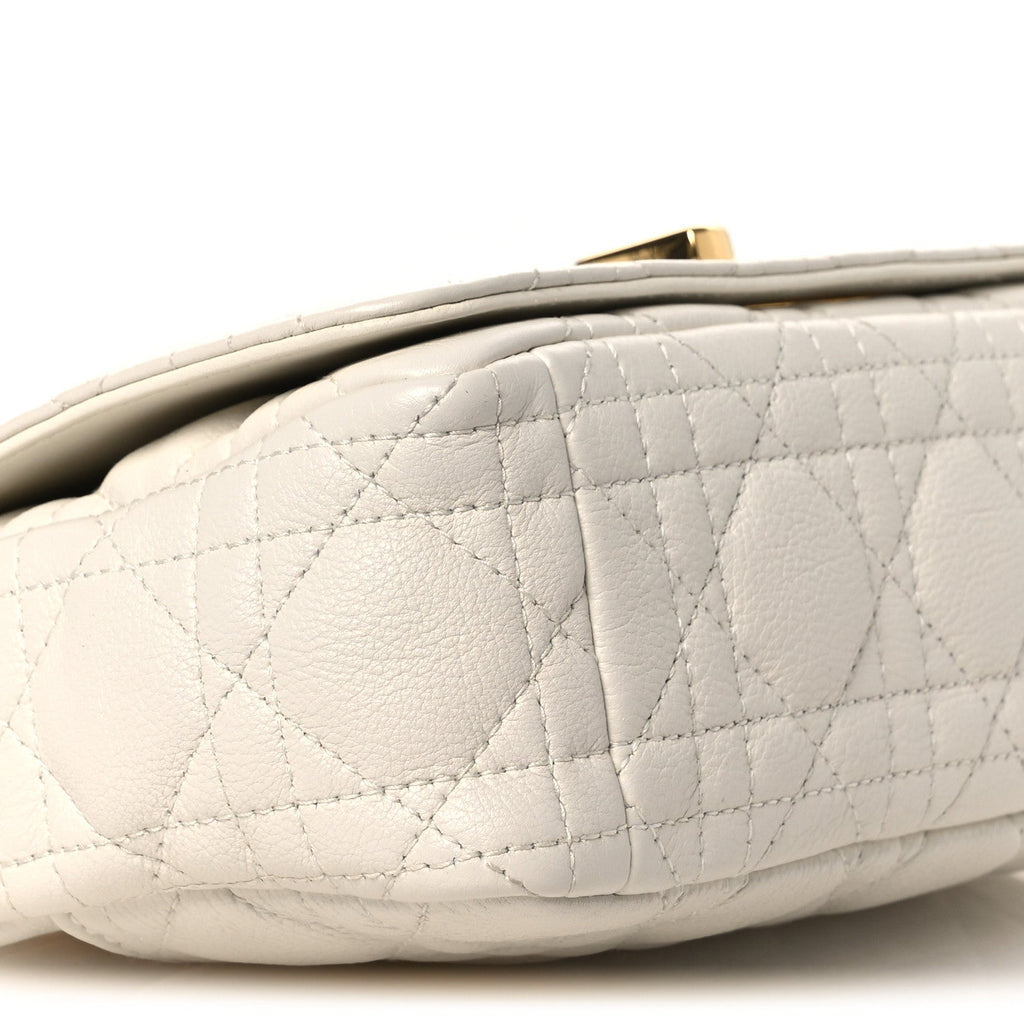 Christian Dior Lambskin Cannage Small Caro Bag Ivory