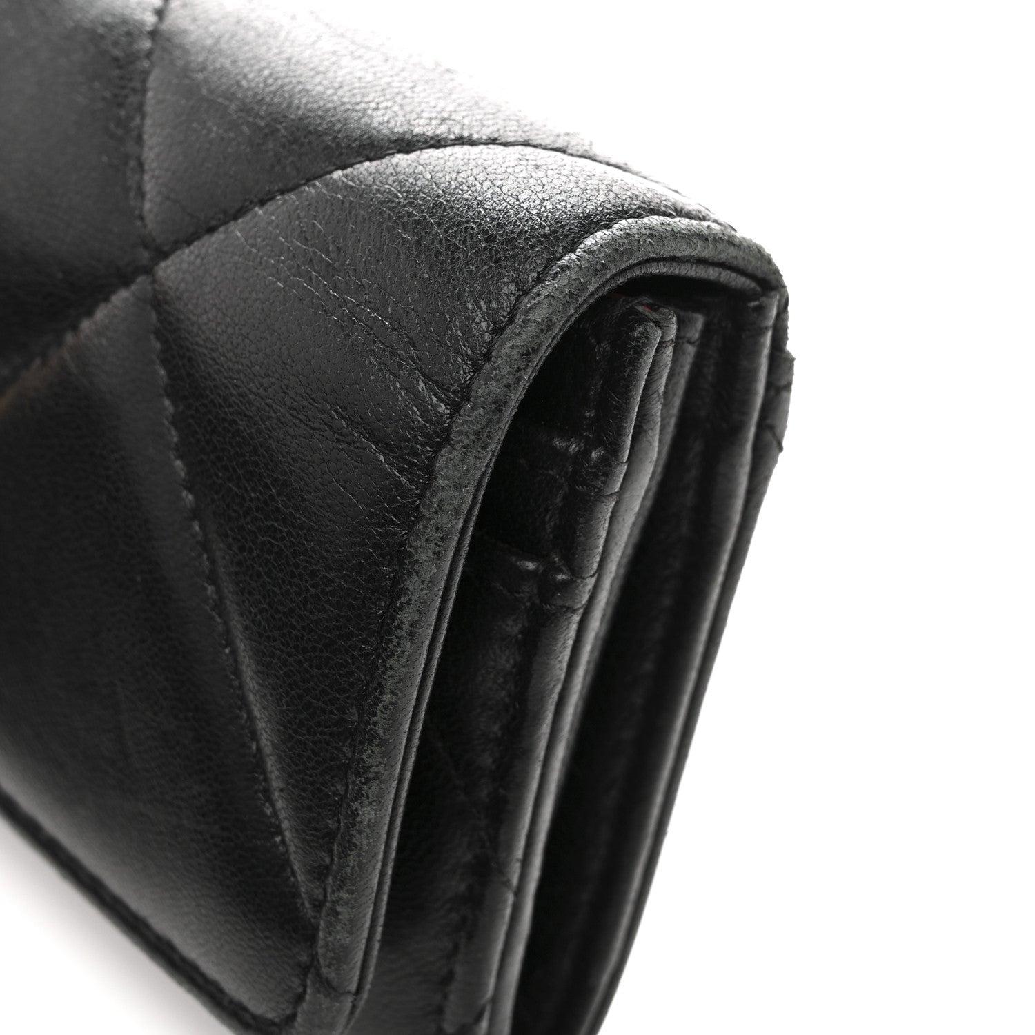 Chanel Shiny Goatskin Quilted Chanel 19 Flap Wallet Black