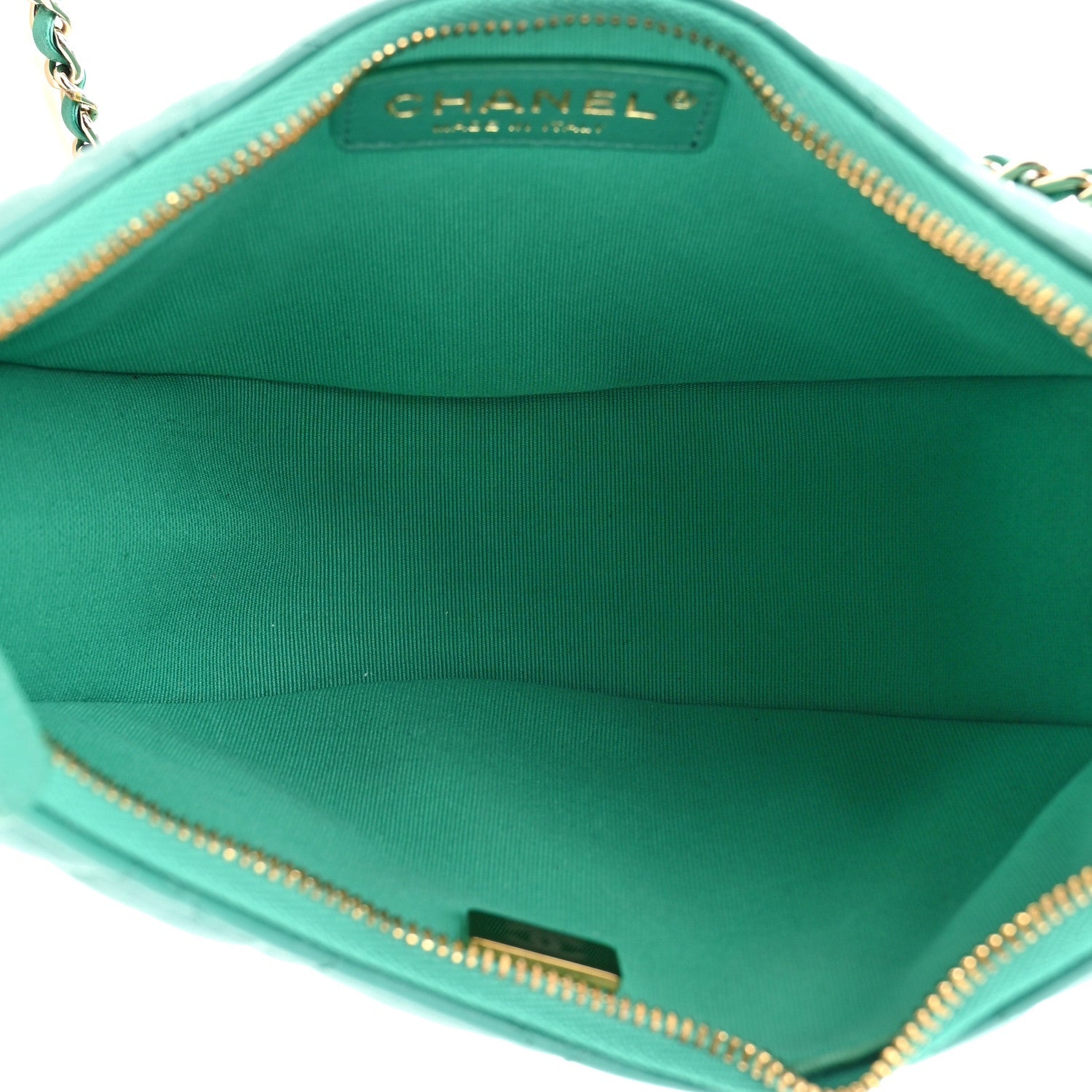 Chanel Lambskin Quilted Chain Around Hobo Green
