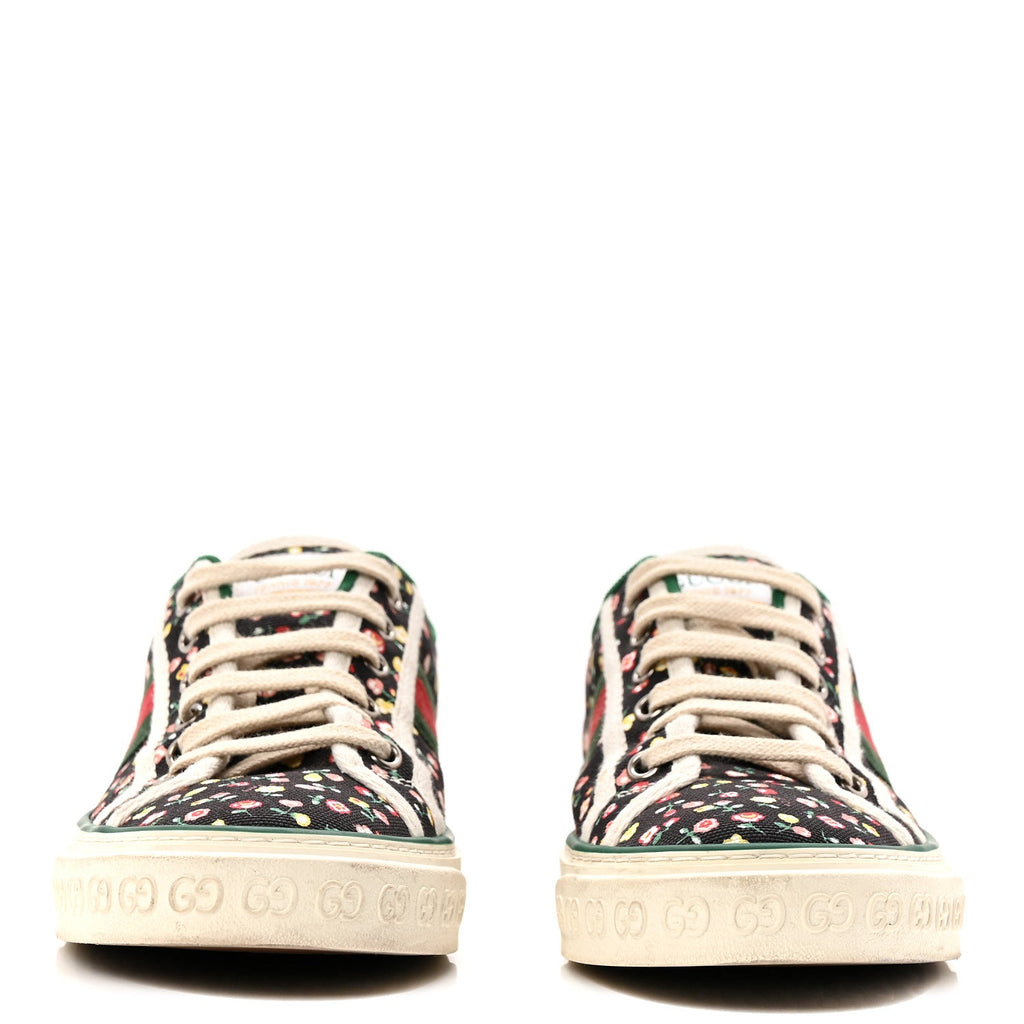 Gucci X LIBERTY OF LONDON Canvas Web Holly Print Womens 1977 Tennis Sneakers 38.5 Black Peach Mystic White