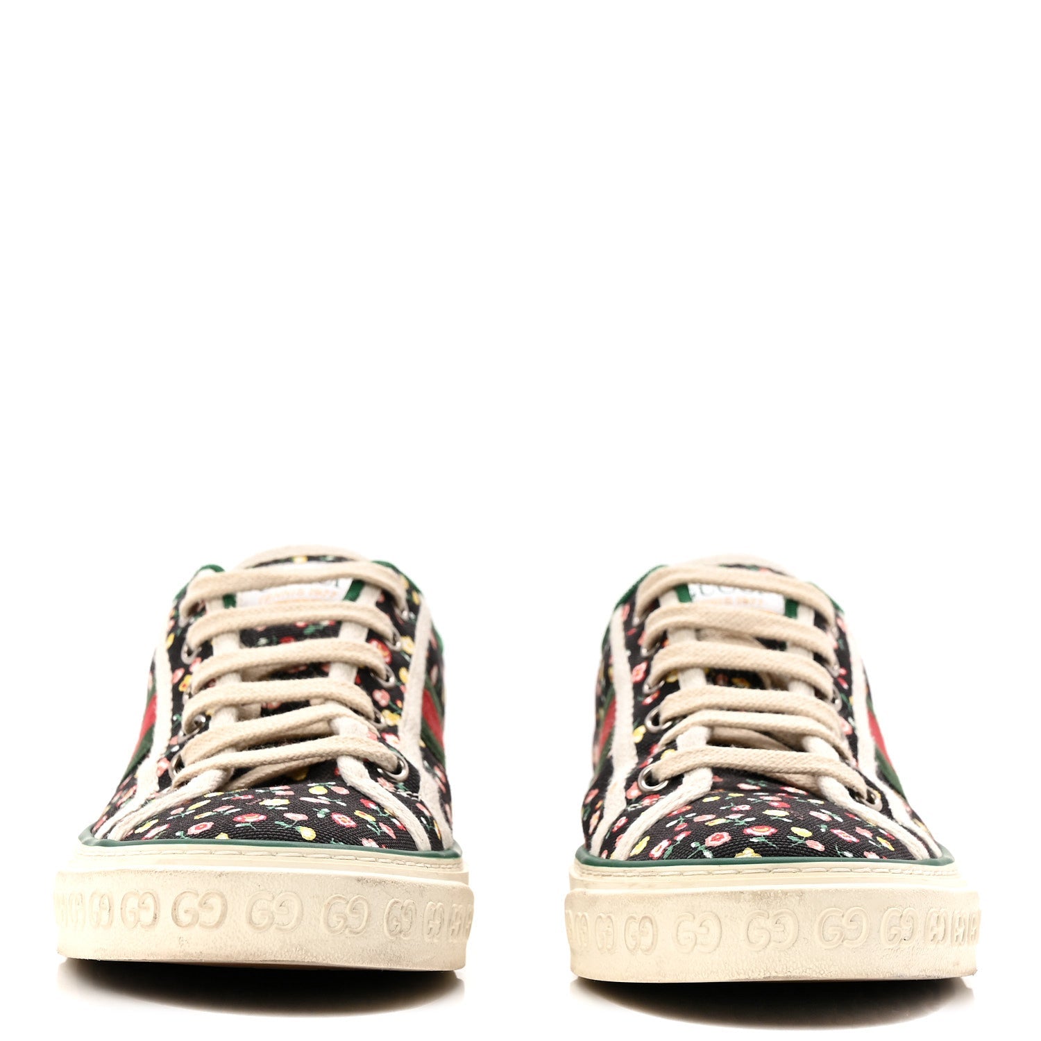Gucci X LIBERTY OF LONDON Canvas Web Holly Print Womens 1977 Tennis Sneakers 38.5 Black Peach Mystic White