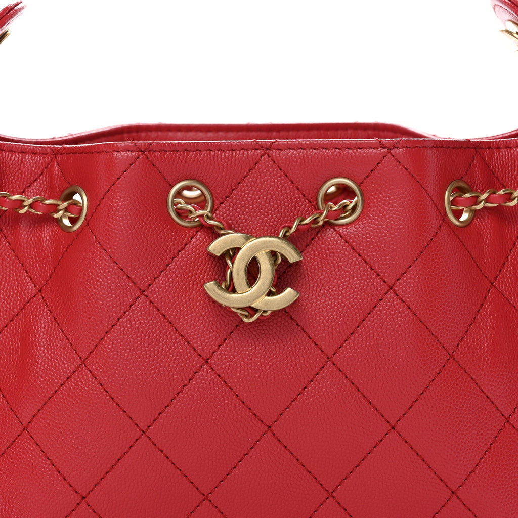 Chanel Caviar Quilted Mini Chanel 25 Handbag Red