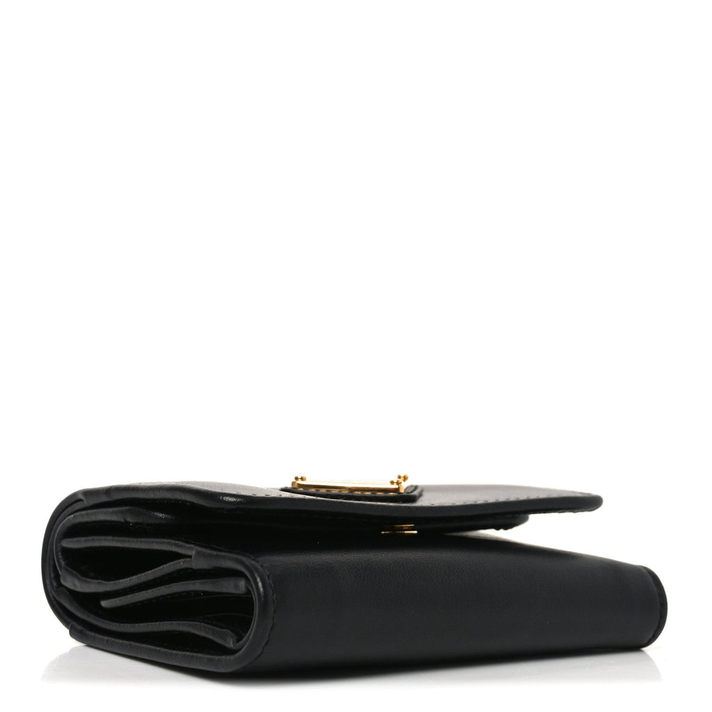 Prada Metal Tri-Fold Compact Wallet Black