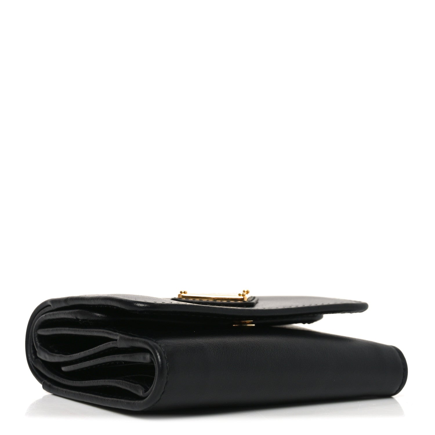 Prada Metal Tri-Fold Compact Wallet Black