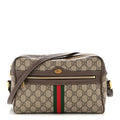 Gucci GG Supreme Monogram Web Small Ophidia Shoulder Bag Brown