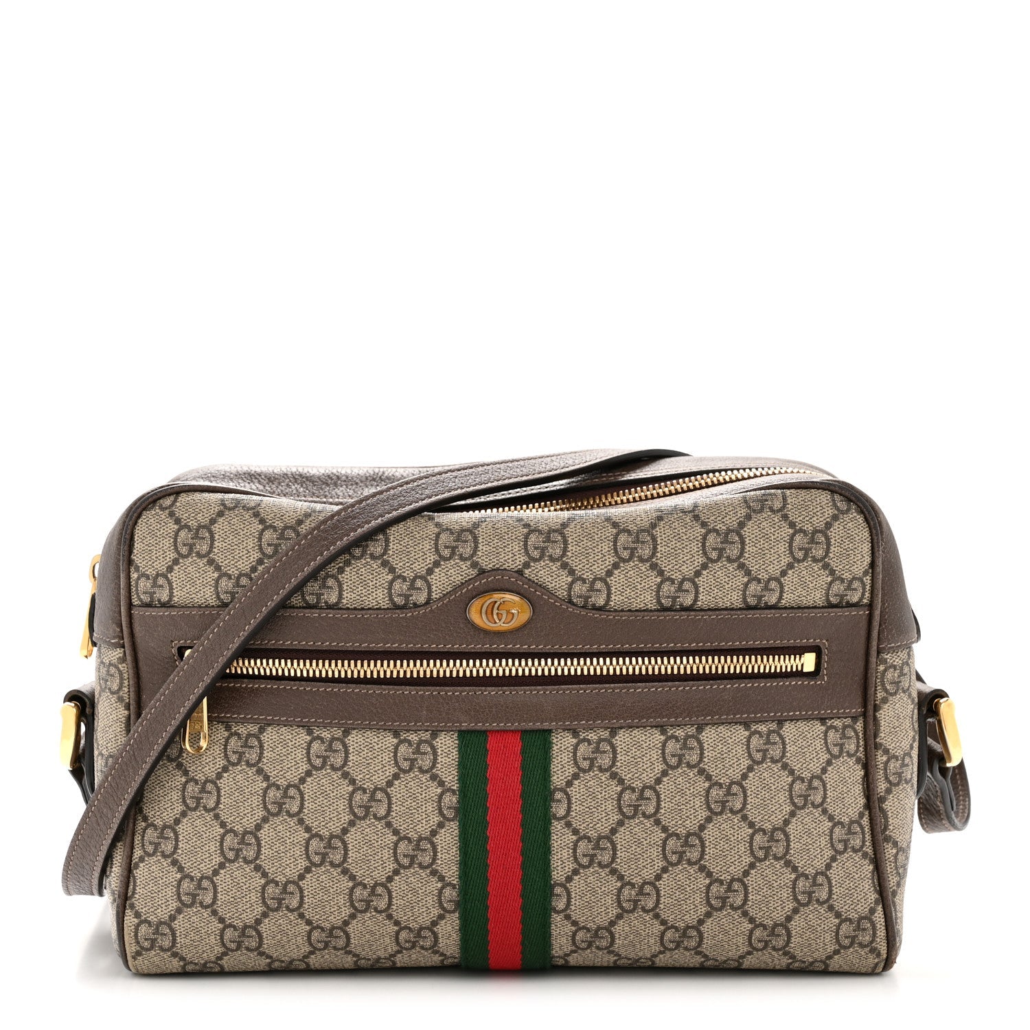 Gucci GG Supreme Monogram Web Small Ophidia Shoulder Bag Brown