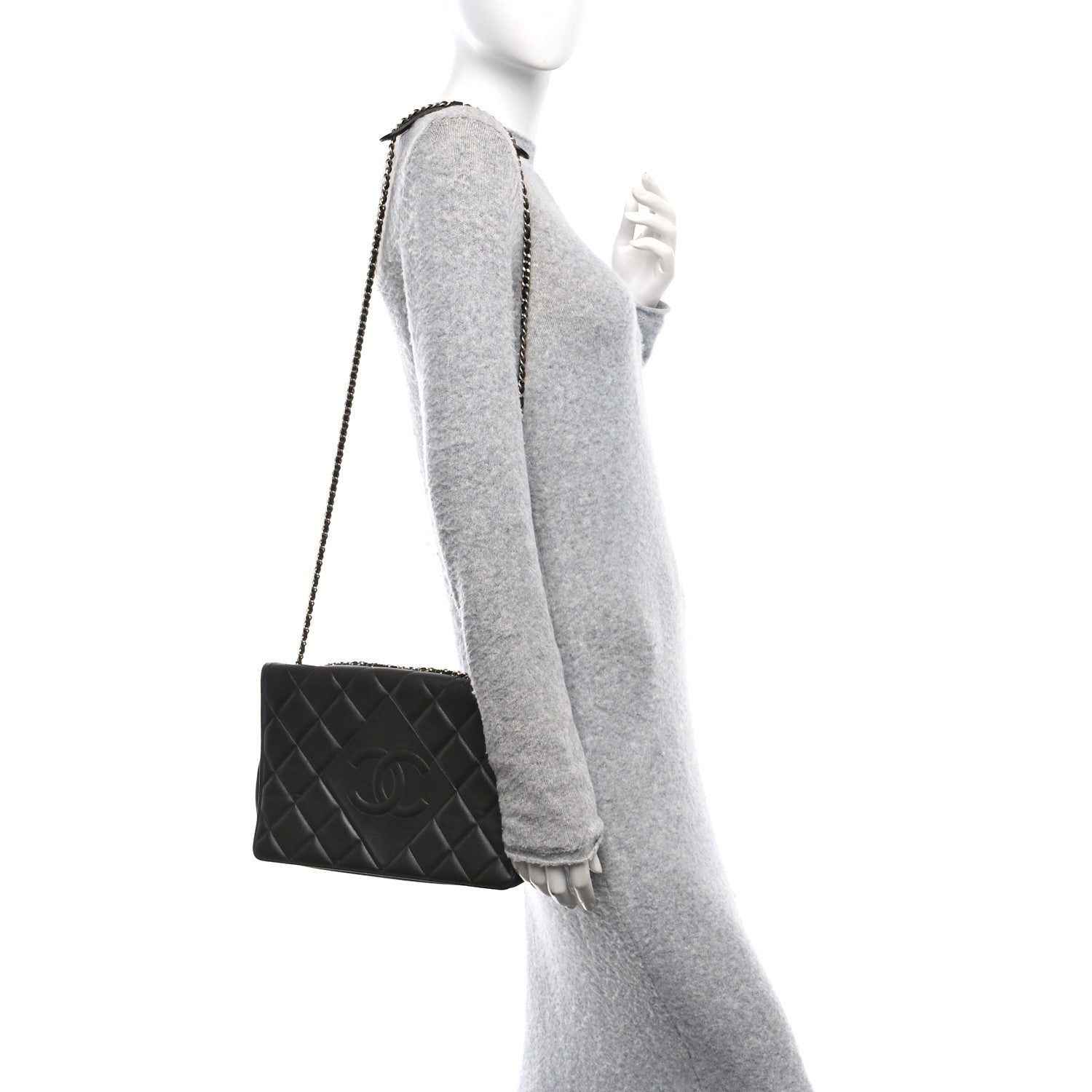 Chanel Lambskin Quilted Large Diamond CC Flap Black