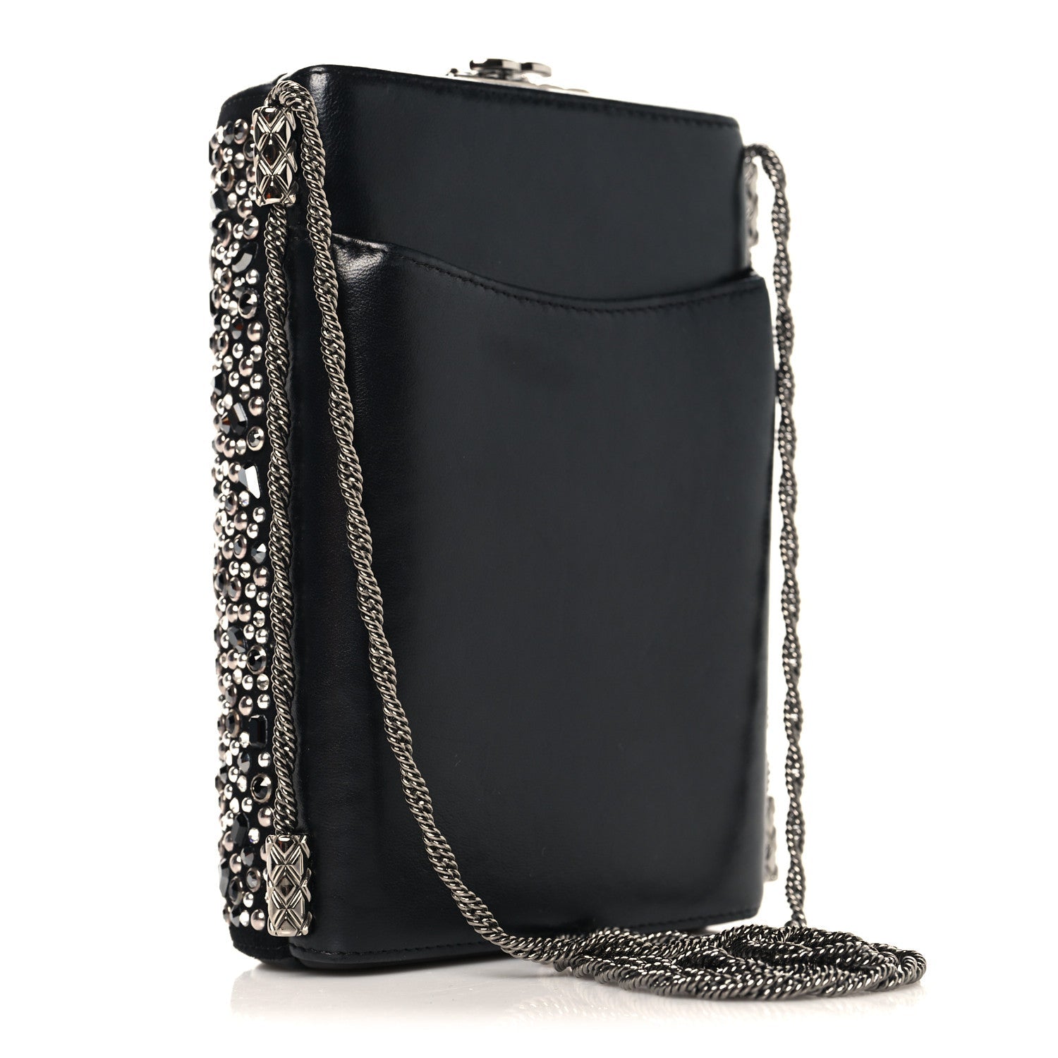 Chanel Crystal Calfskin Minaudiere Clutch Black