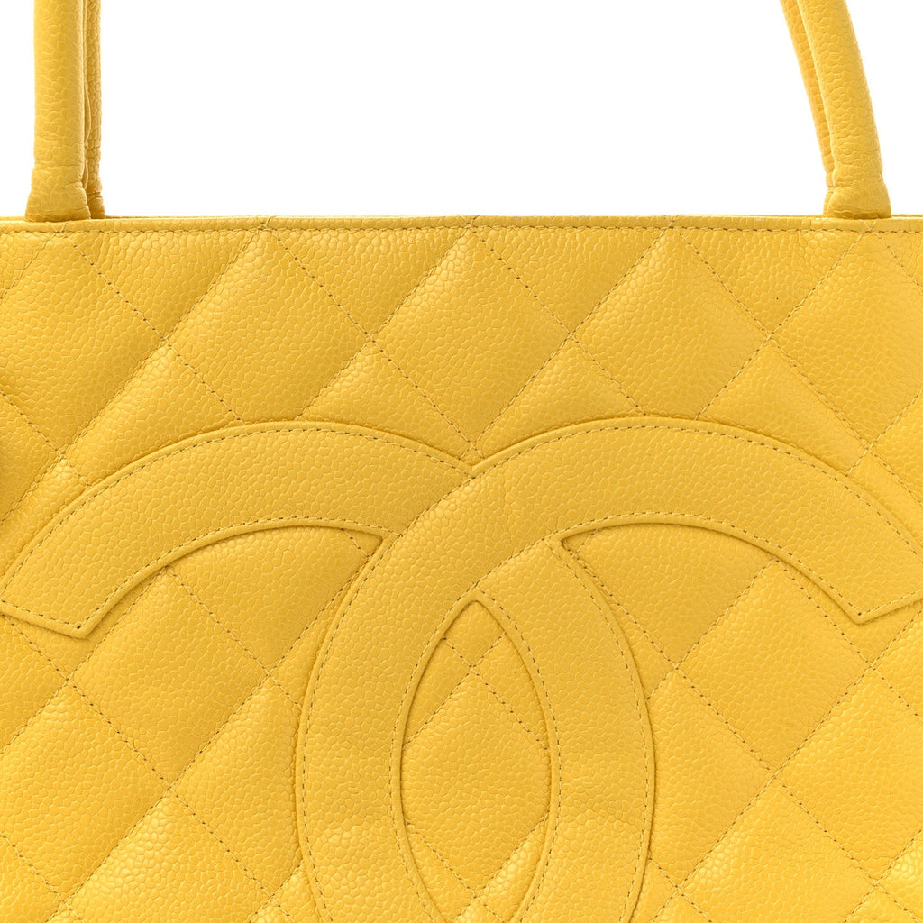 Chanel Caviar Quilted Medallion Tote Yellow