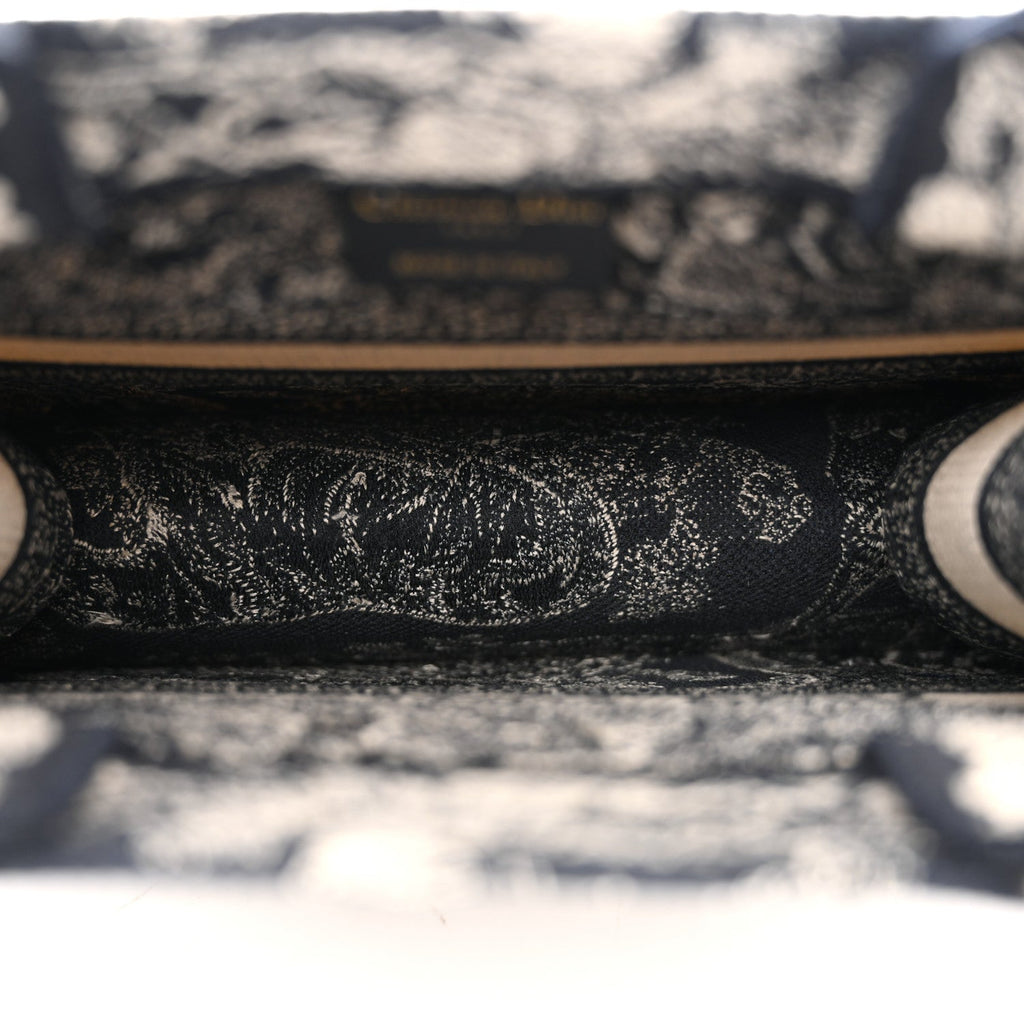 Christian Dior Canvas Embroidered Small Dioriviera Toile De Jouy Book Tote Blue