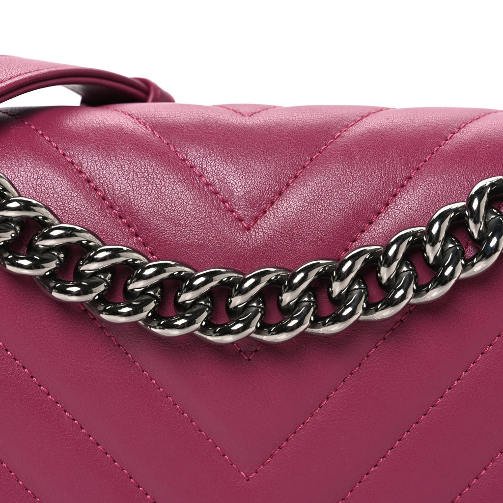 Chanel Lambskin Chevron Quilted Medium Boy Flap Dark Pink