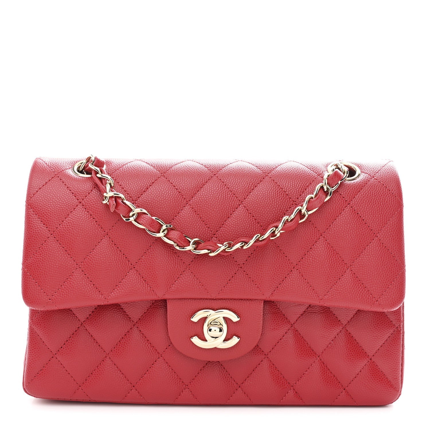 Chanel Caviar Quilted Small Double Flap Red