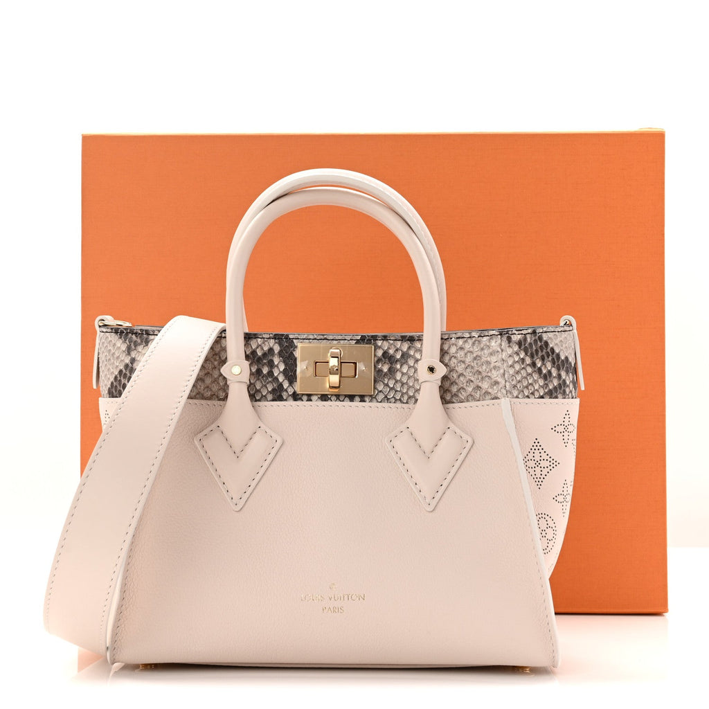 Louis Vuitton Calfskin Karung Snakeskin Mahina On My Side PM Quartz White