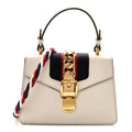 Gucci Calfskin Mini Sylvie Top Handle Bag White